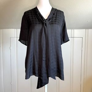 Vince Camuto Black Windowpane Blouse